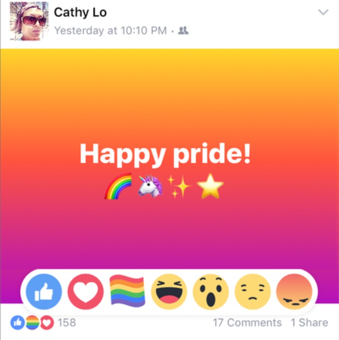 Facebook cria botão ‘orgulho’, nas cores do arco-íris, para celebrar mês do orgulho LGBT (Foto: Divulgação/Facebook)