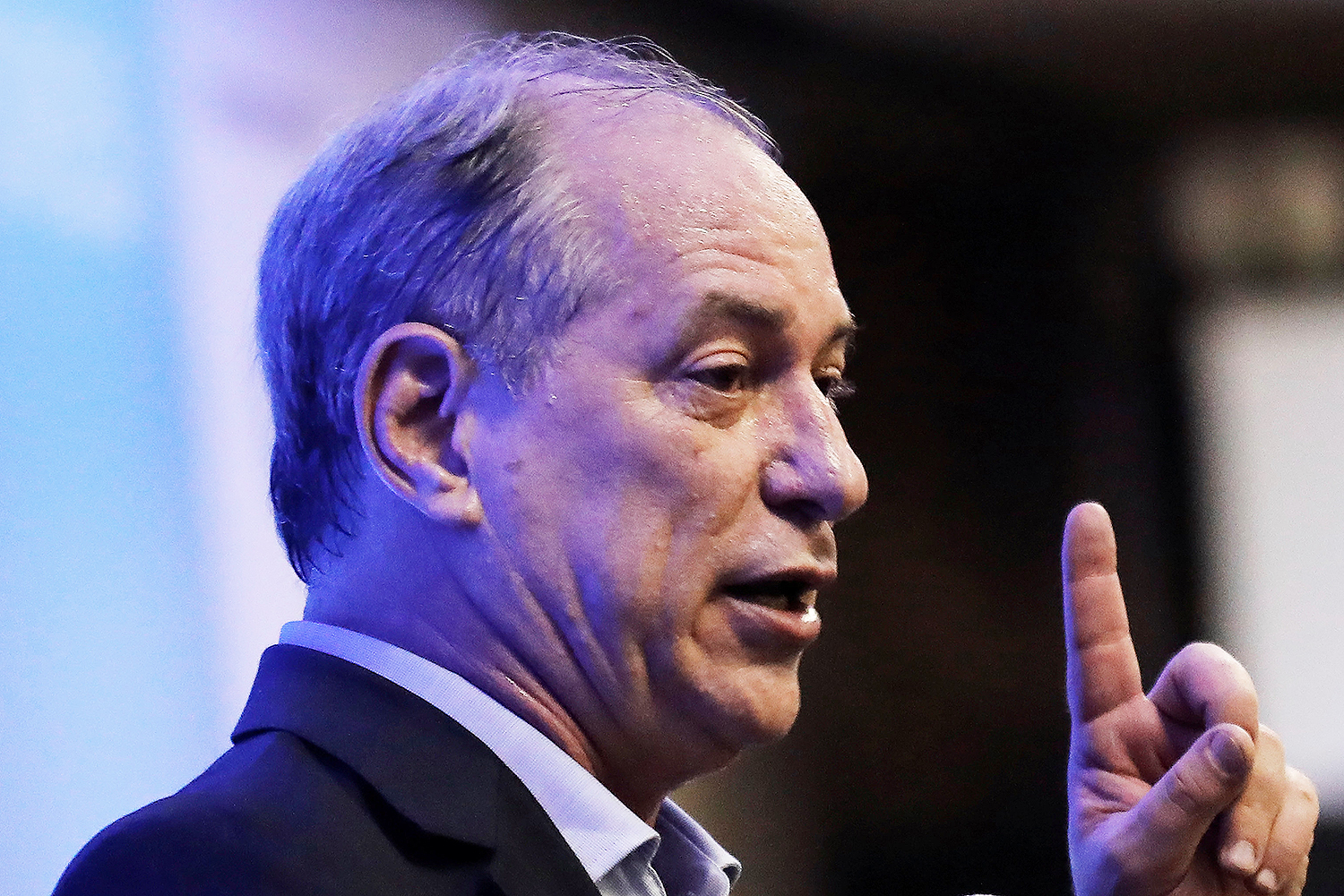 Brazilian Partido Democratico Trabalhista (PDT) presidential candidate Ciro Gomes talks at a worker's union forum in Sao Paulo