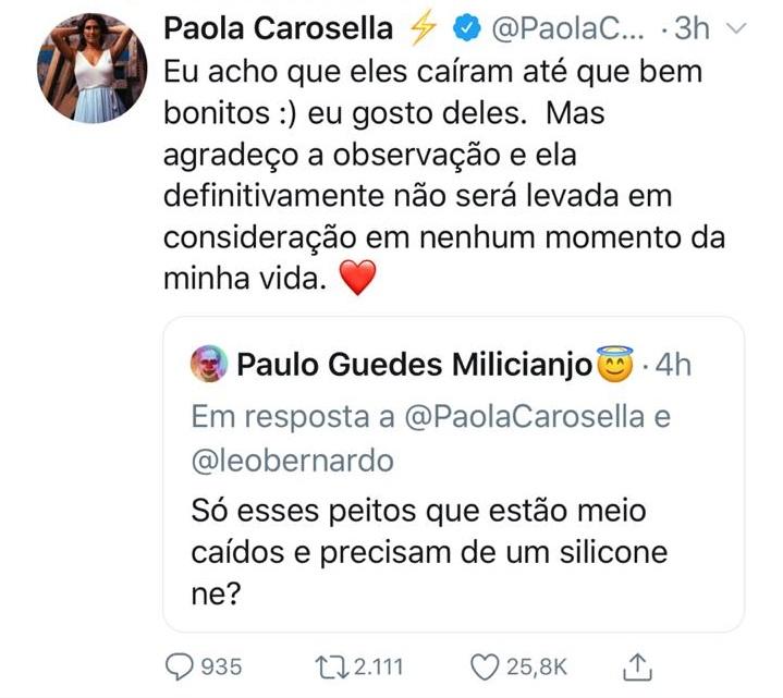 paola carosella comentário desaforado (je)