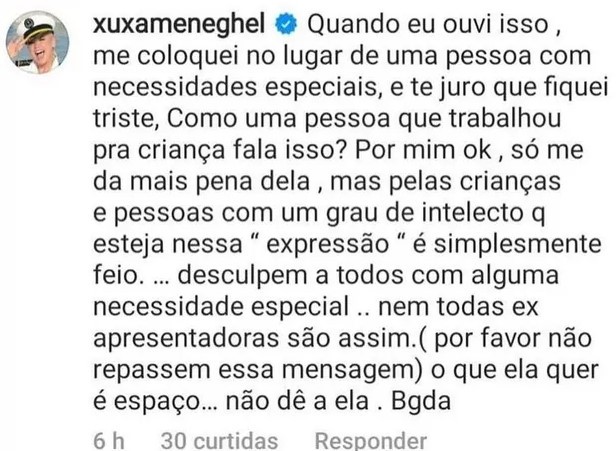 Comentário Xuxa