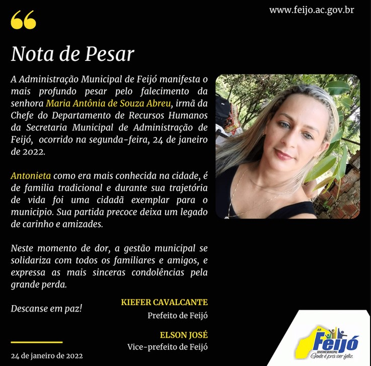 Nota de pesar - prefeitura de Feijó