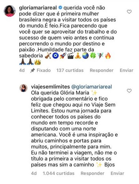 Comentário Glória Maria