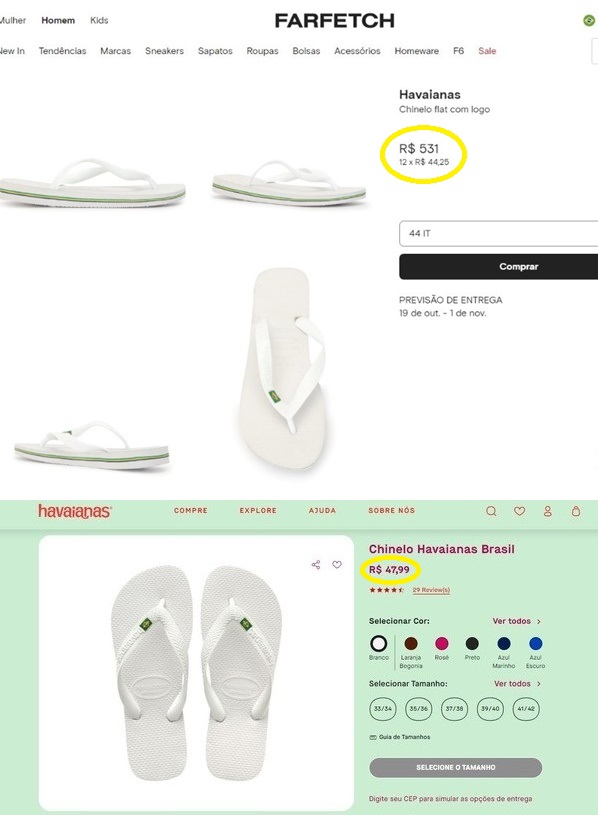 Preço Havaianas - Farfetch e Havaianas