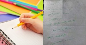 pedido de socorro - caderno criança bilhete