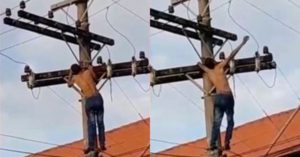 Homem - poste - Guarapari choque