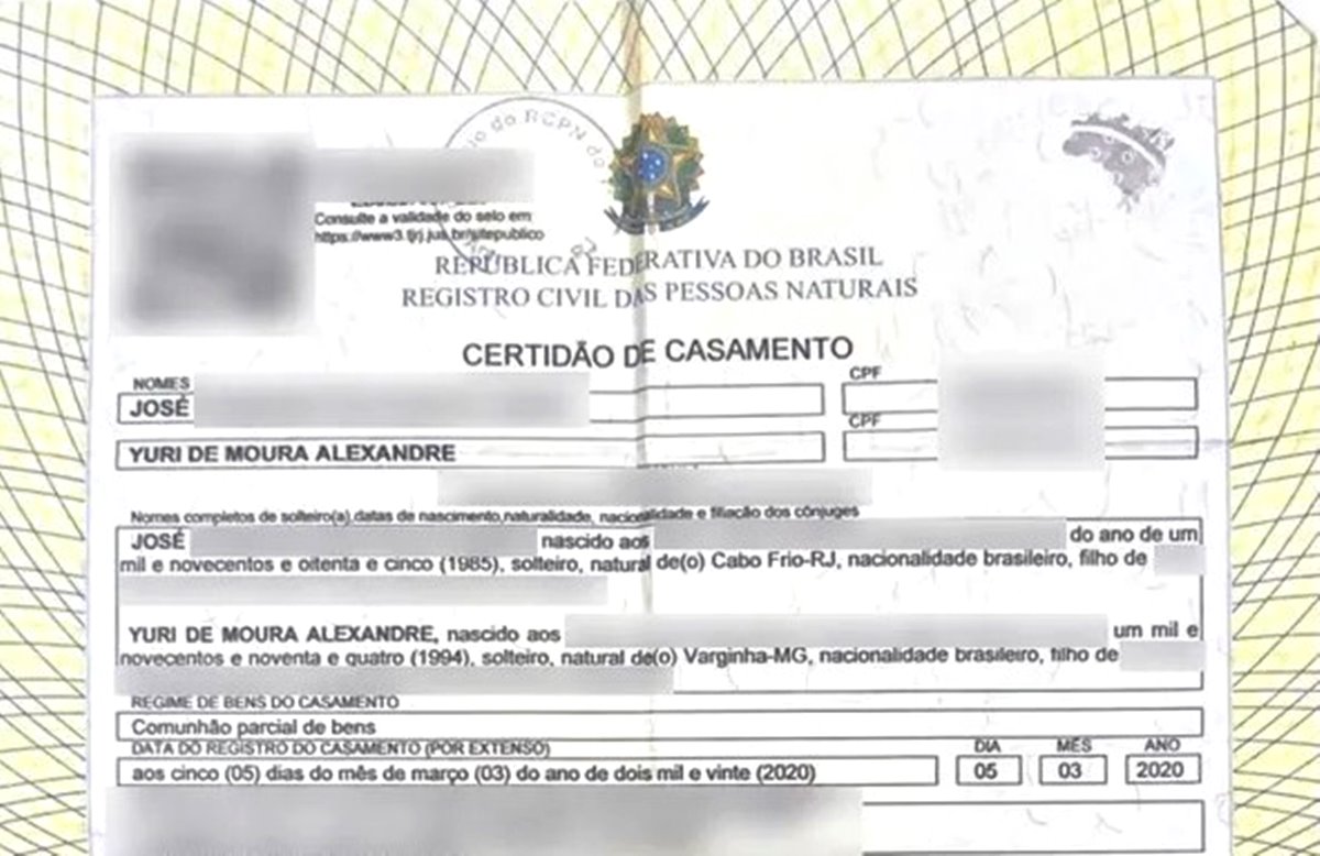 certidão de casamento - yuri