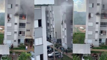 avós pulam 4 andar incêndio