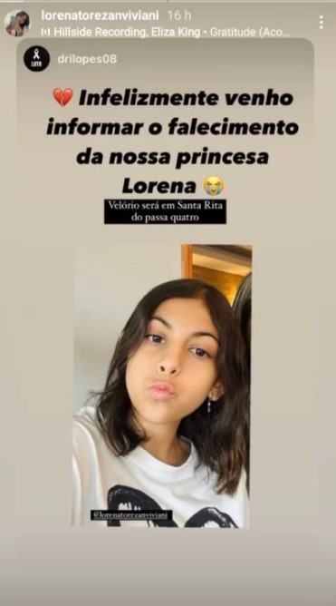 Story - falecimento Lorena